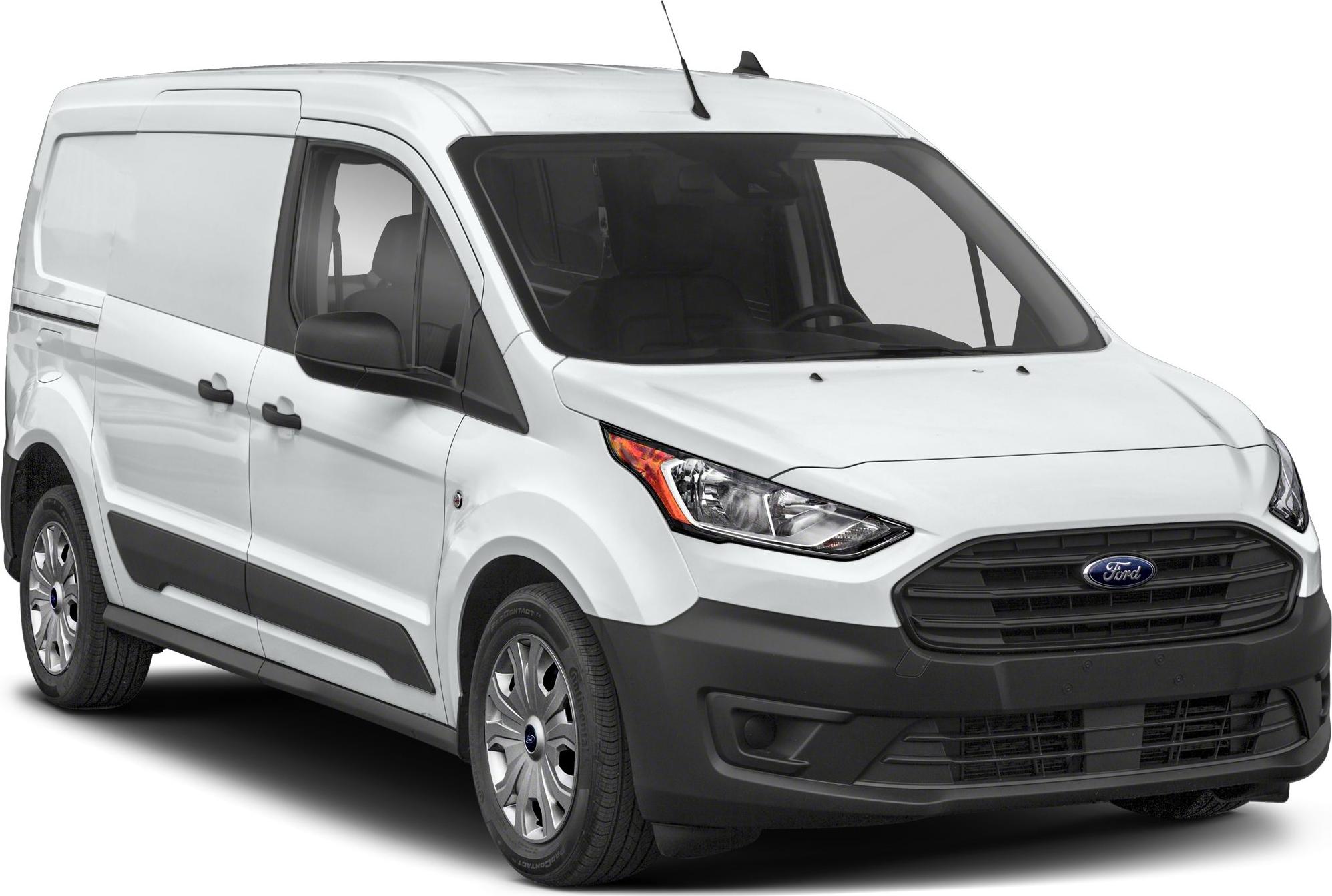 Front angled view of white utility van with black grille and sharp headlights