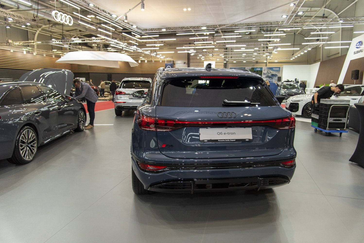 Rear view of electric SUV with connected LED tail light bar
