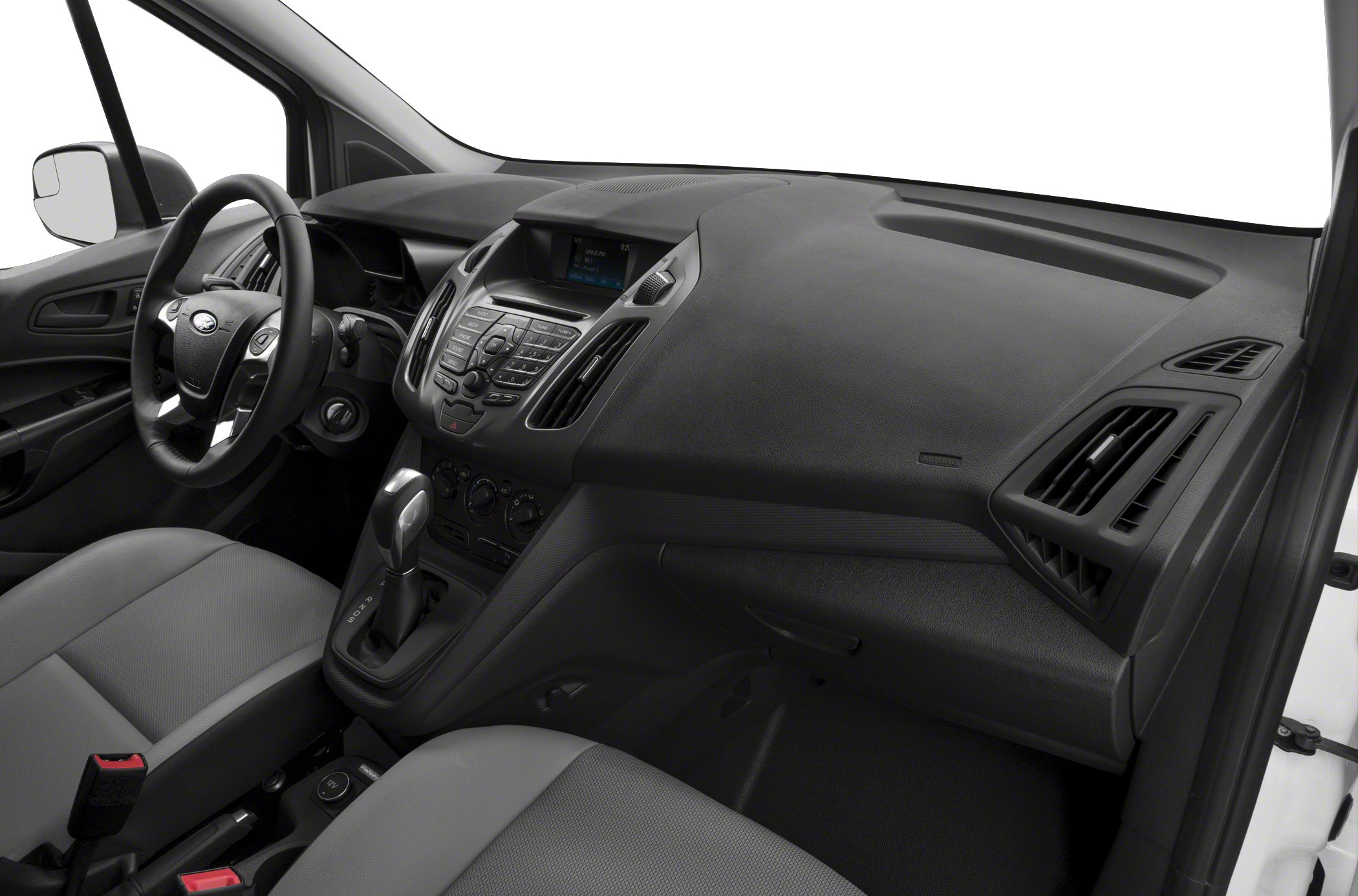 Dashboard and steering wheel with center console controls