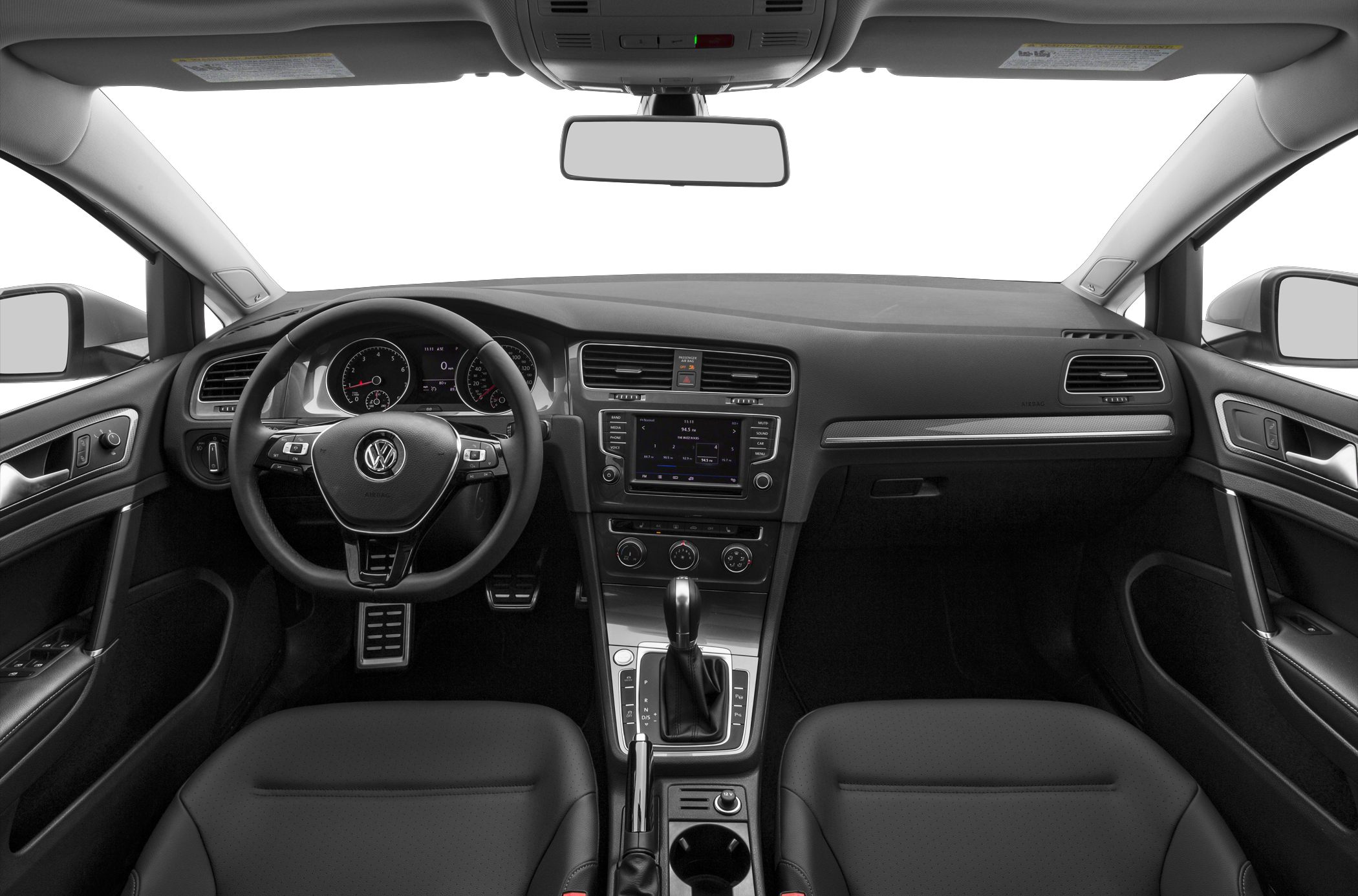 Dashboard, steering wheel, infotainment system and center console interior