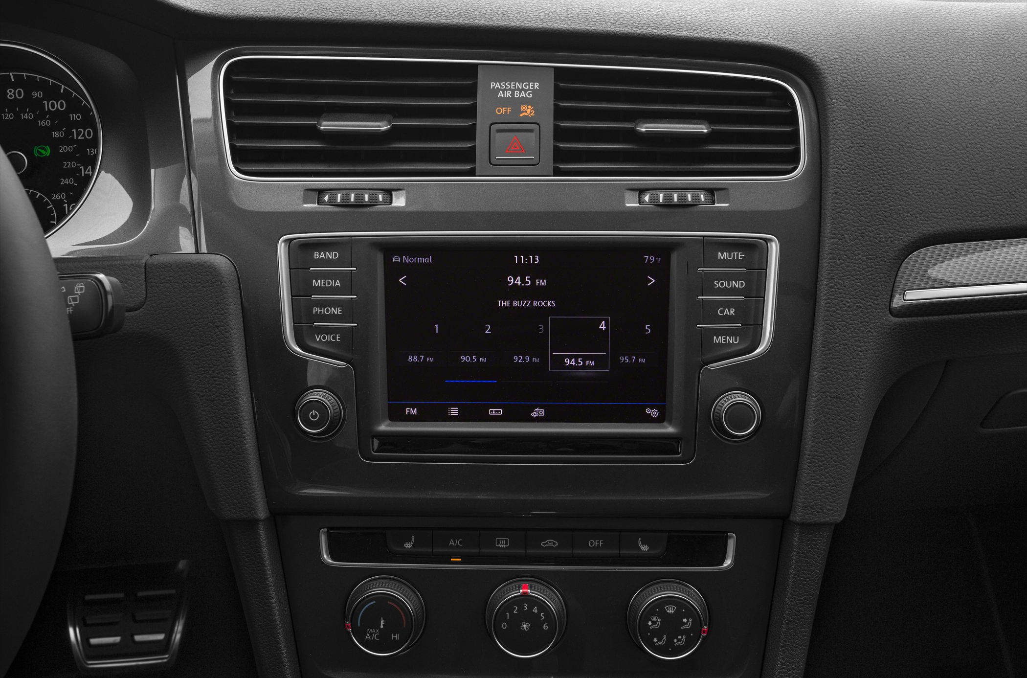 Infotainment system and climate control panel in car interior