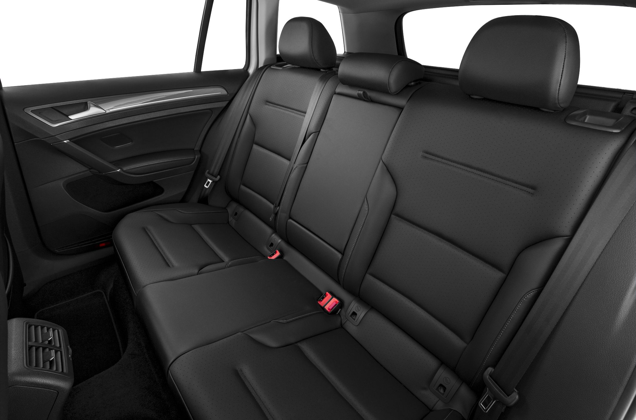 Rear leather seats with headrests and seatbelt details