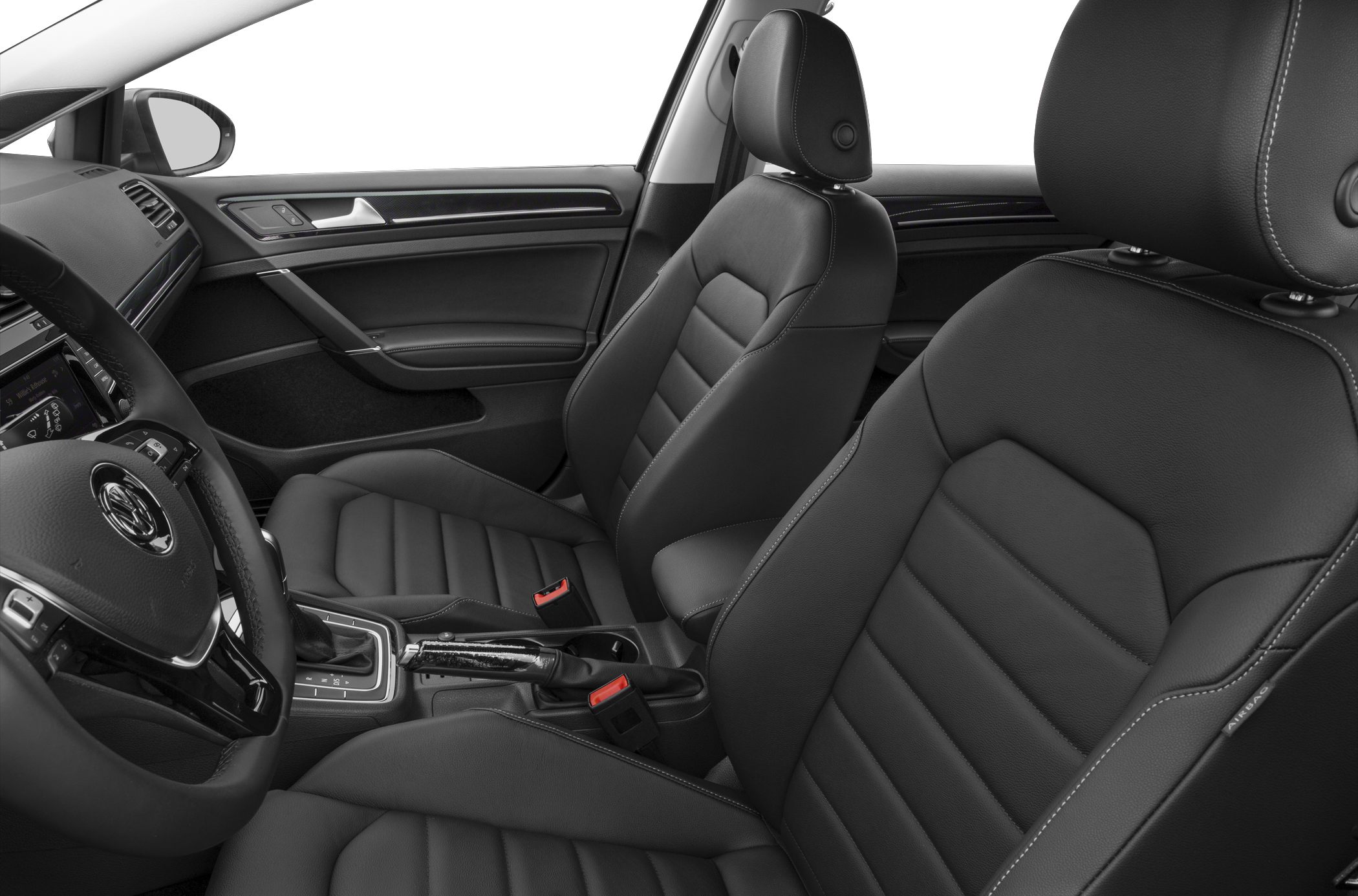 Black leather seats and interior design of a vehicle