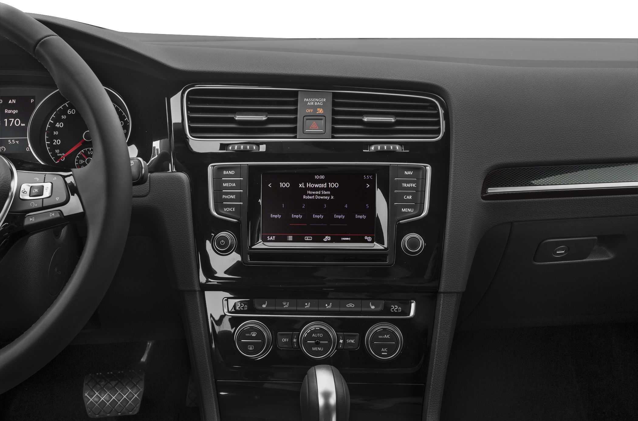 Dashboard center touchscreen infotainment and climate controls.