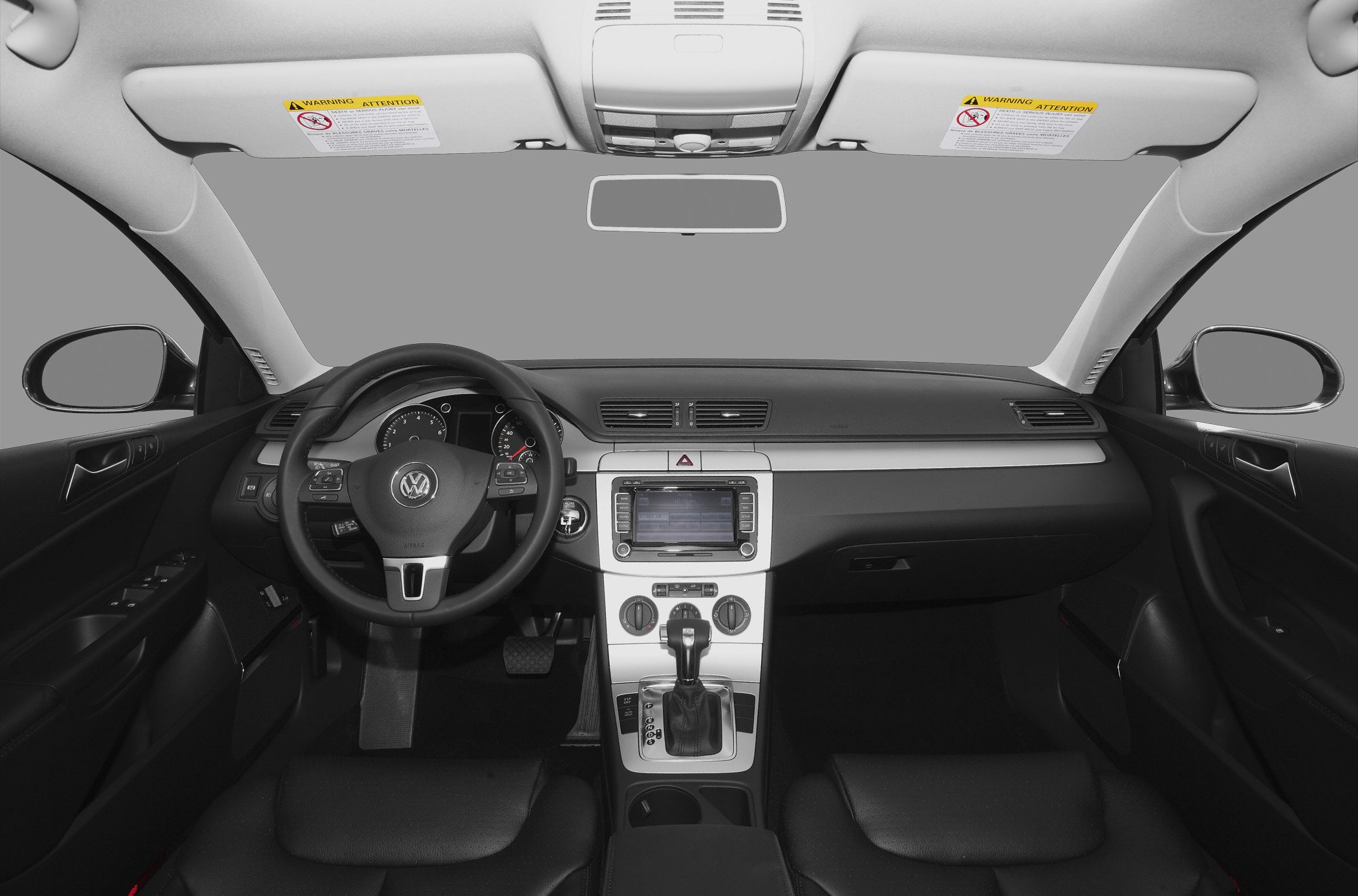 Dashboard, steering wheel, center console interior view