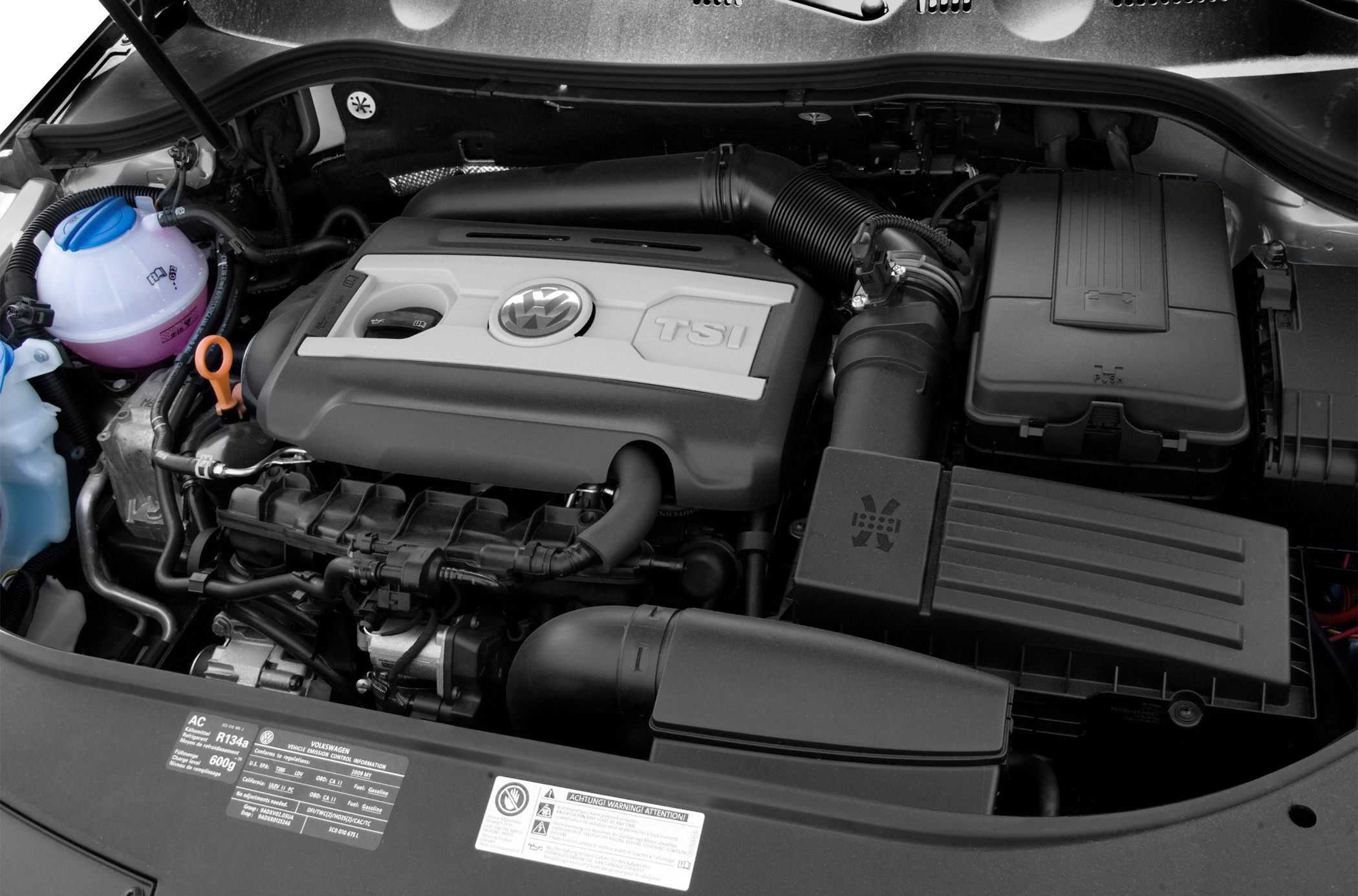 TSI engine bay with key components and air intake system