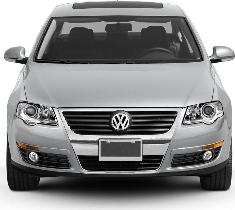Front view with grille, headlights, and fog lights of a silver vehicle