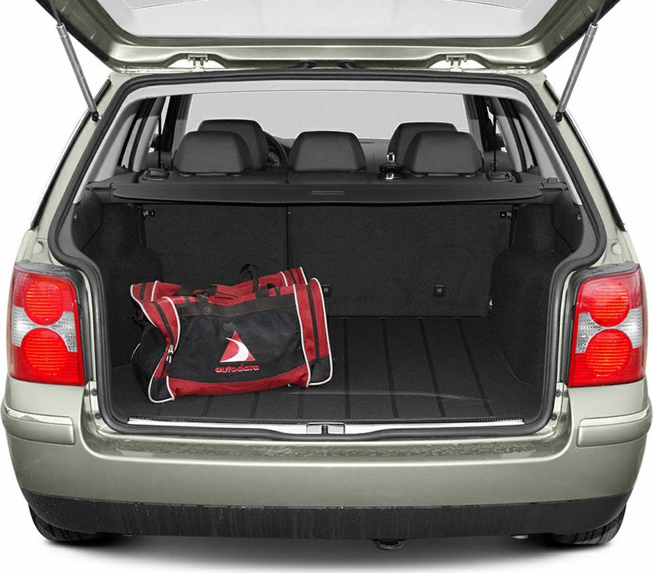 Open trunk view of estate car with luggage space