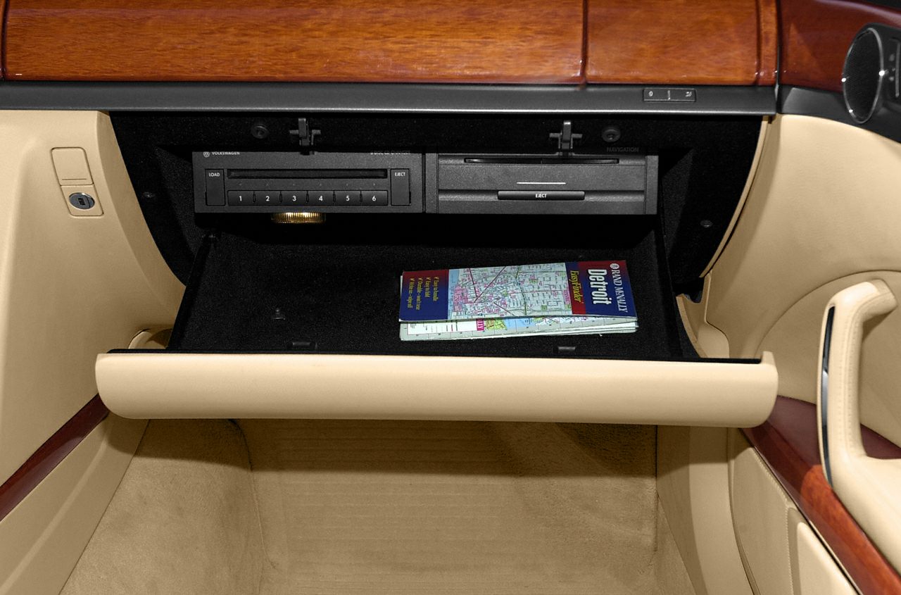 Luxury interior glovebox with CD changer and navigation system
