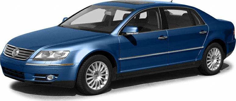 Front side view of blue luxury sedan with chrome trim and alloy wheels