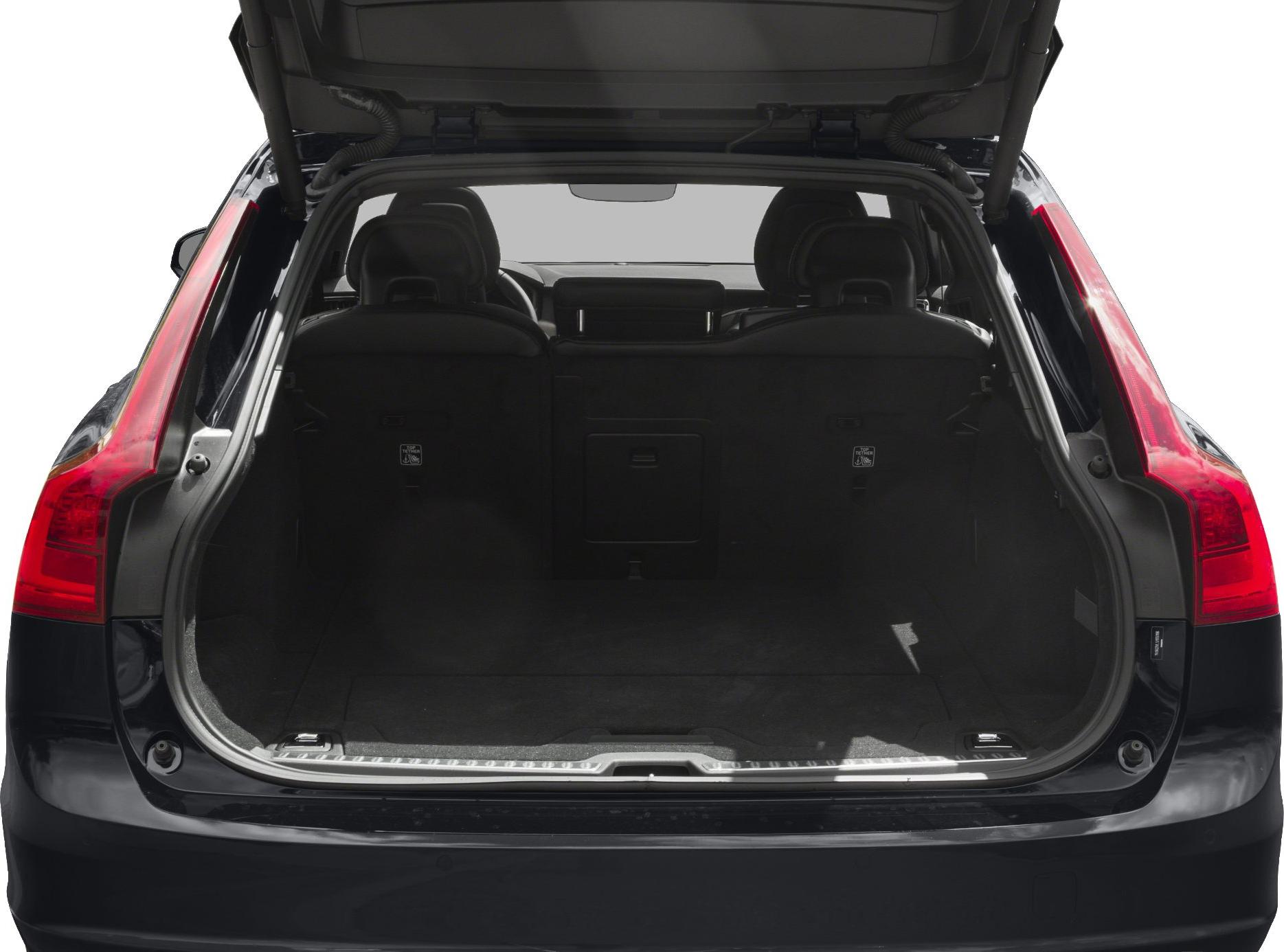Large open rear trunk cargo space with folded rear seats