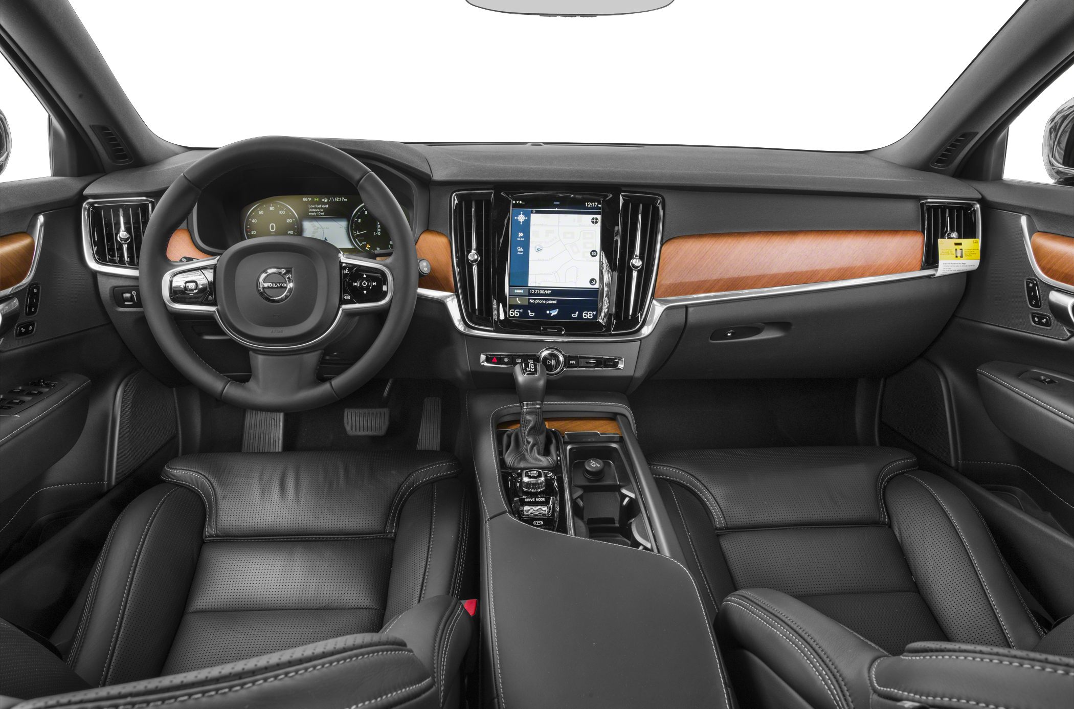 Digital instrument cluster, touchscreen, wood trim, black leather interior