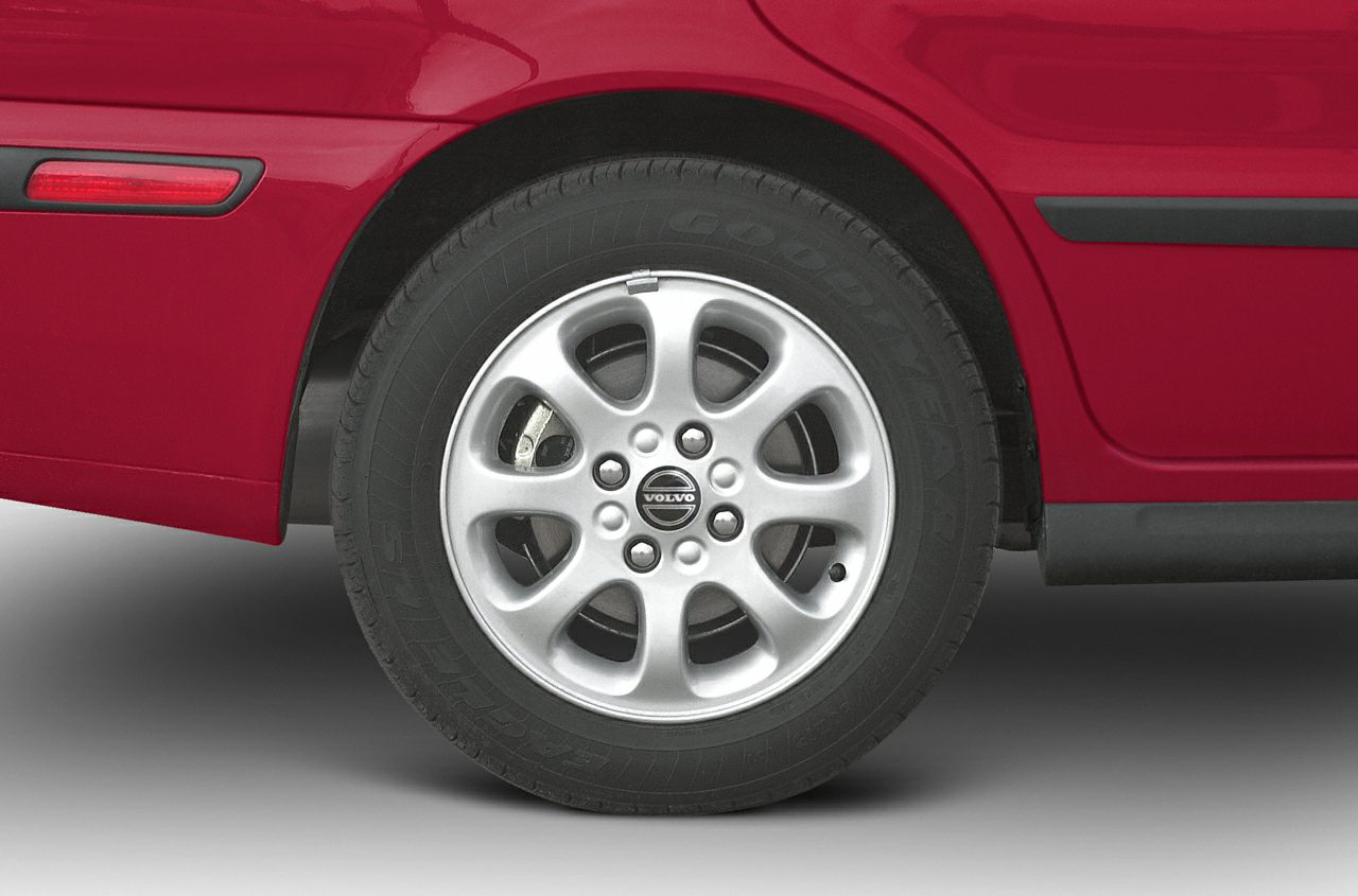 Close-up of alloy wheel and tire on a vehicle.