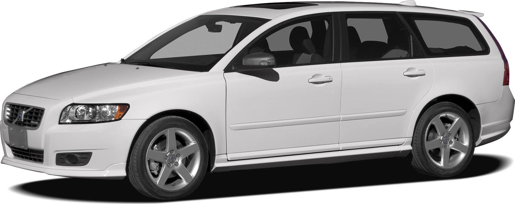 Front and side view of a white station wagon with alloy wheels