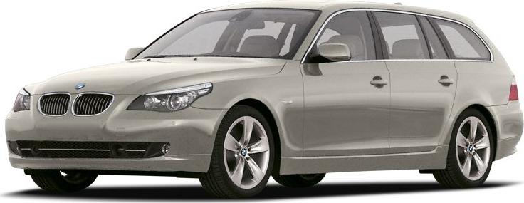 Front side view of a sleek station wagon with alloy wheels and modern headlights