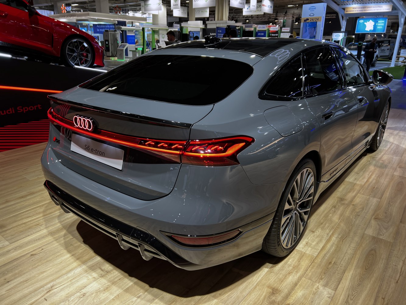 Sportback electric vehicle rear with LED taillights and aerodynamic design