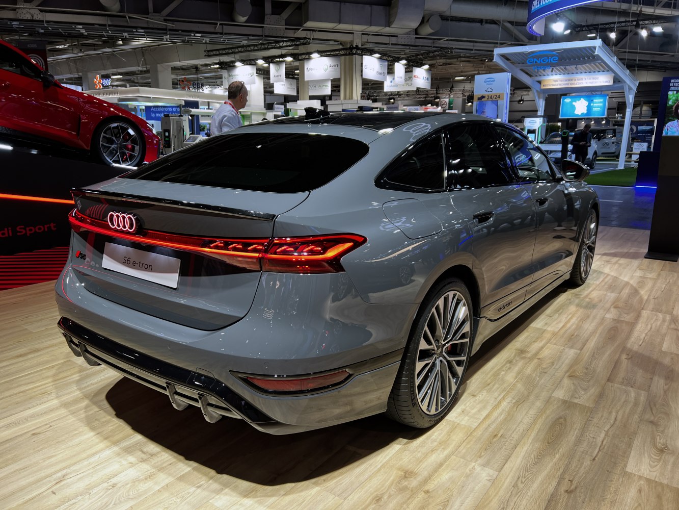 Rear and side view with illuminated tail light strip and sporty wheels