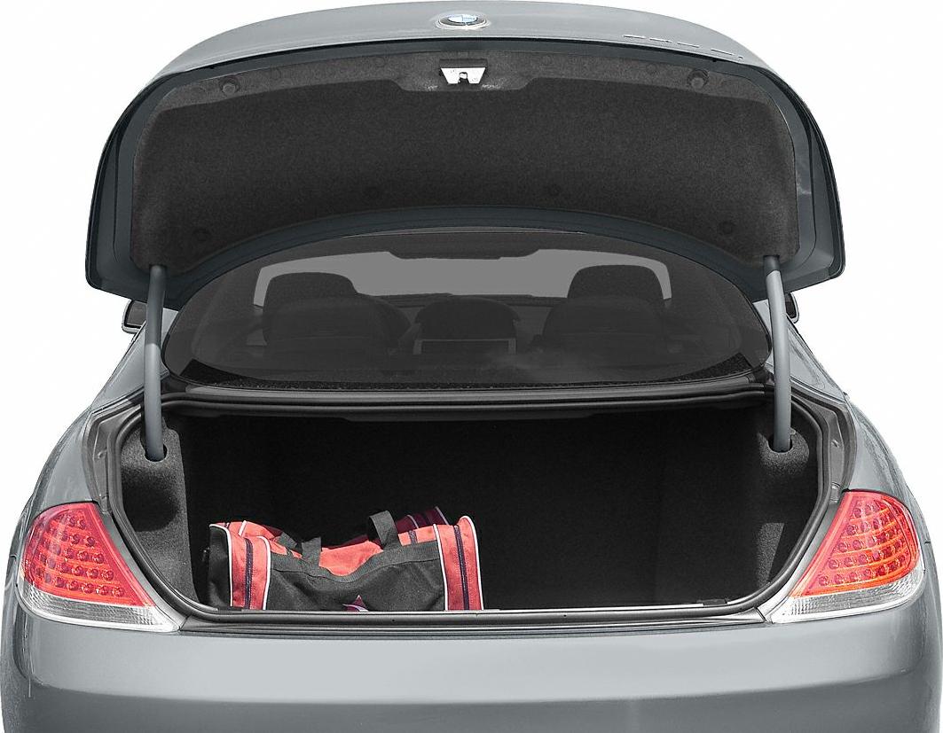 Open trunk with visible rear hatch and sports bag inside
