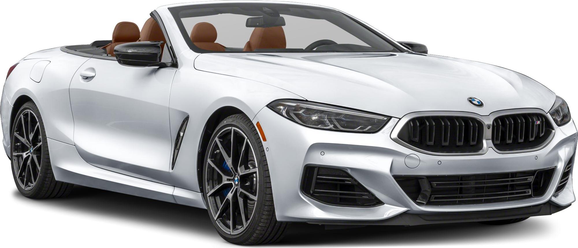Front side view of luxury convertible with distinctive headlights and grille.