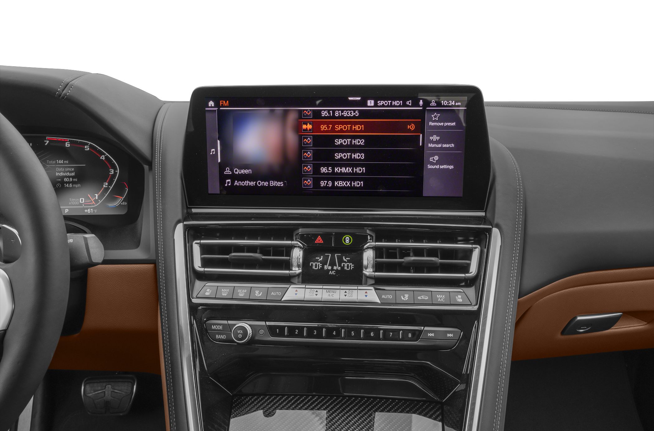 Digital infotainment screen and climate control panel with modern design
