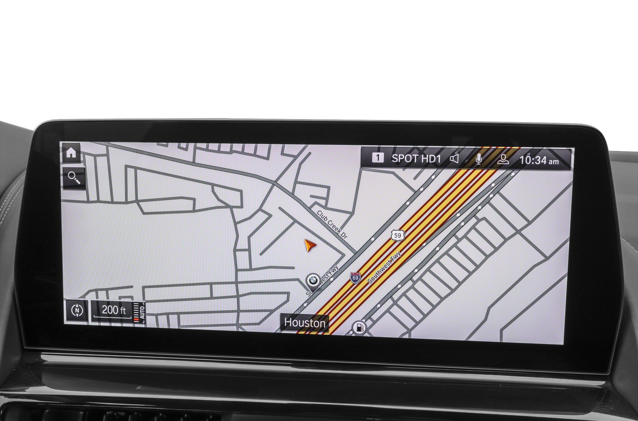 Digital navigation display with map and route guidance