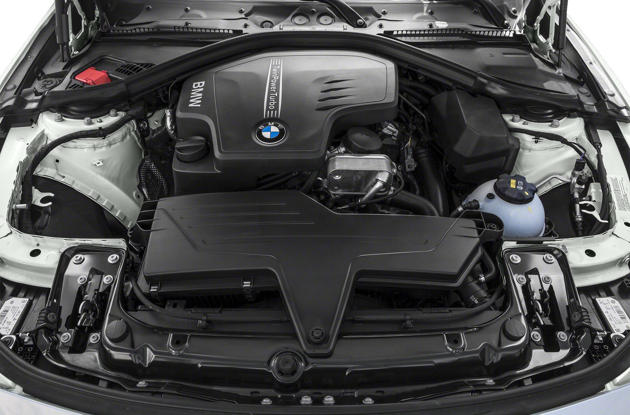 BMW engine bay with TwinPower Turbo system under hood