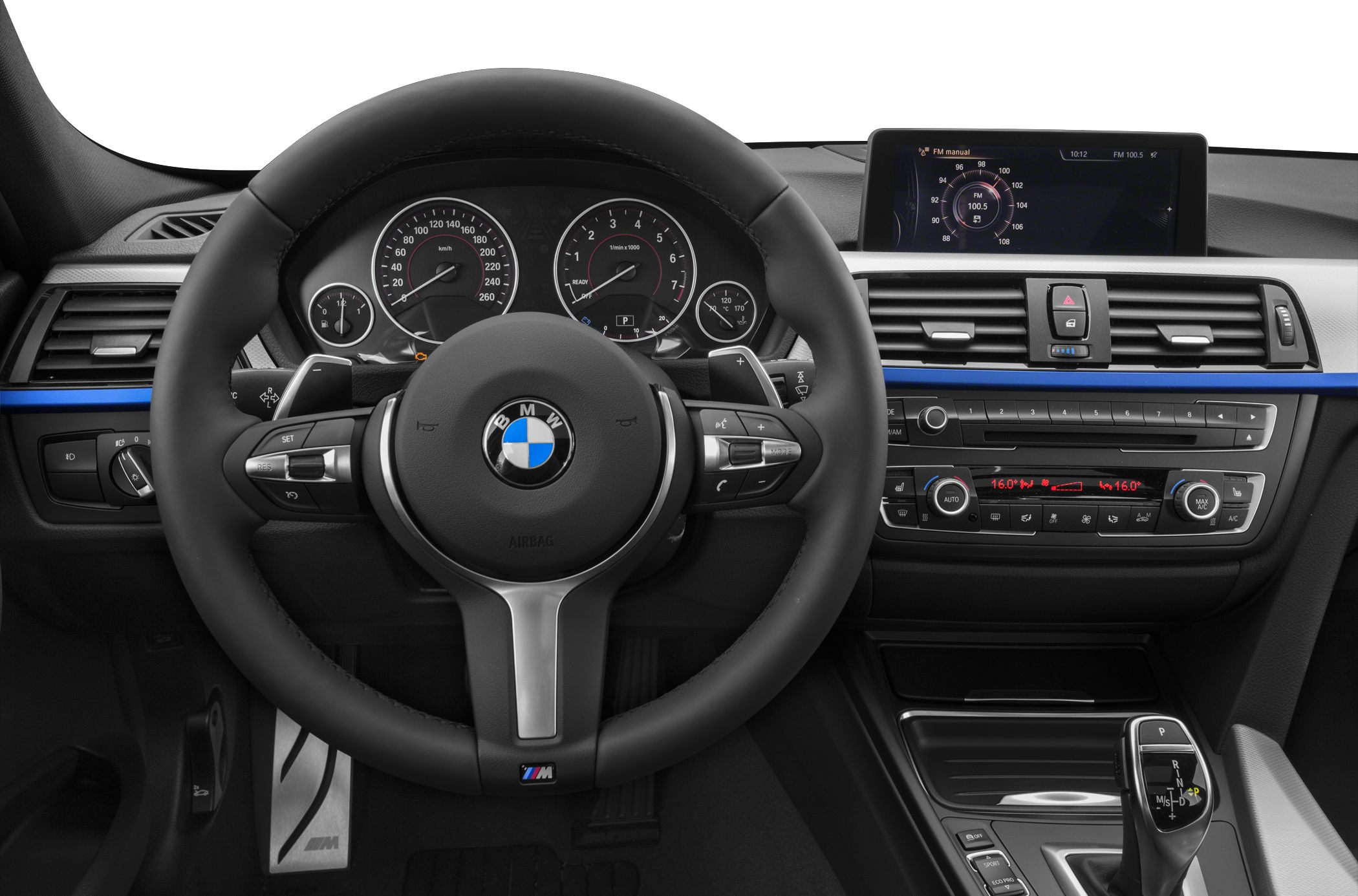 Steering wheel, instrument cluster, digital control display, climate control panel
