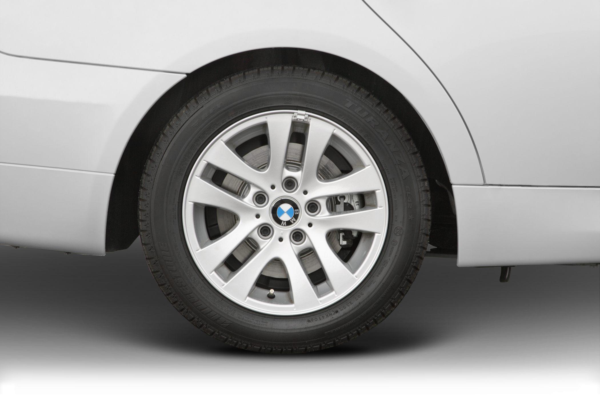 Close-up of alloy wheel and tire on a vehicle