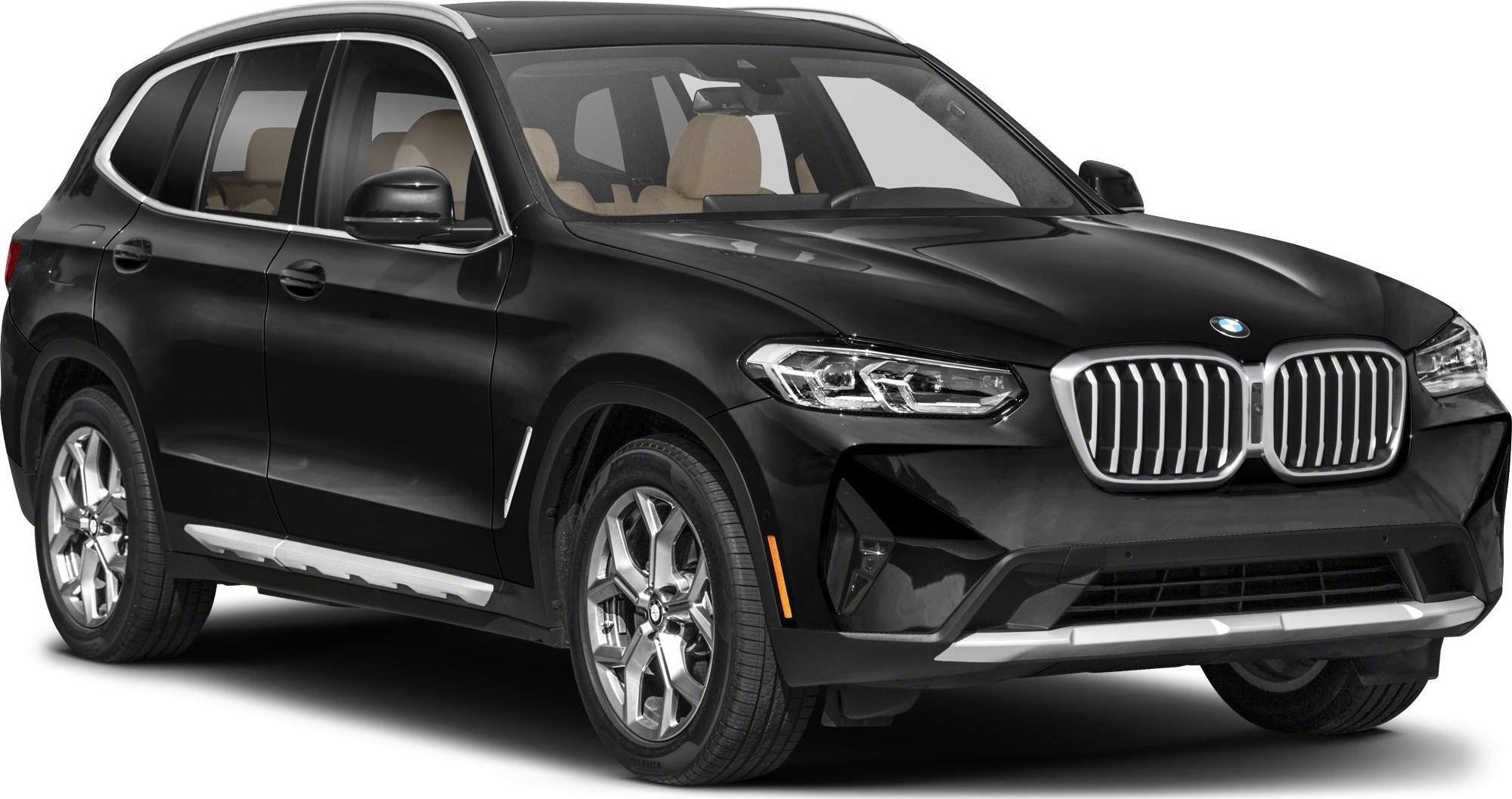 Sleek black SUV with bold kidney grille and sharp LED headlights