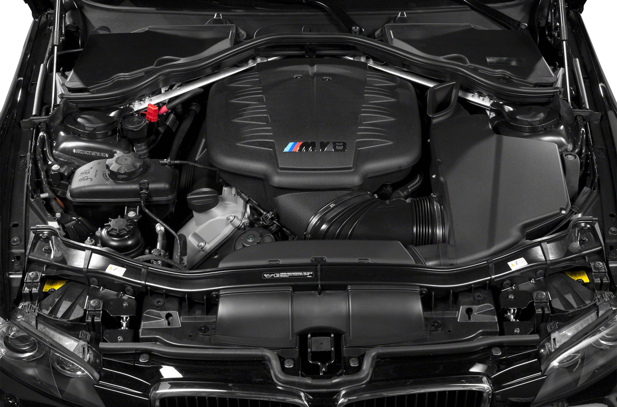 Engine bay with BMW M V8 engine and structural strut brace
