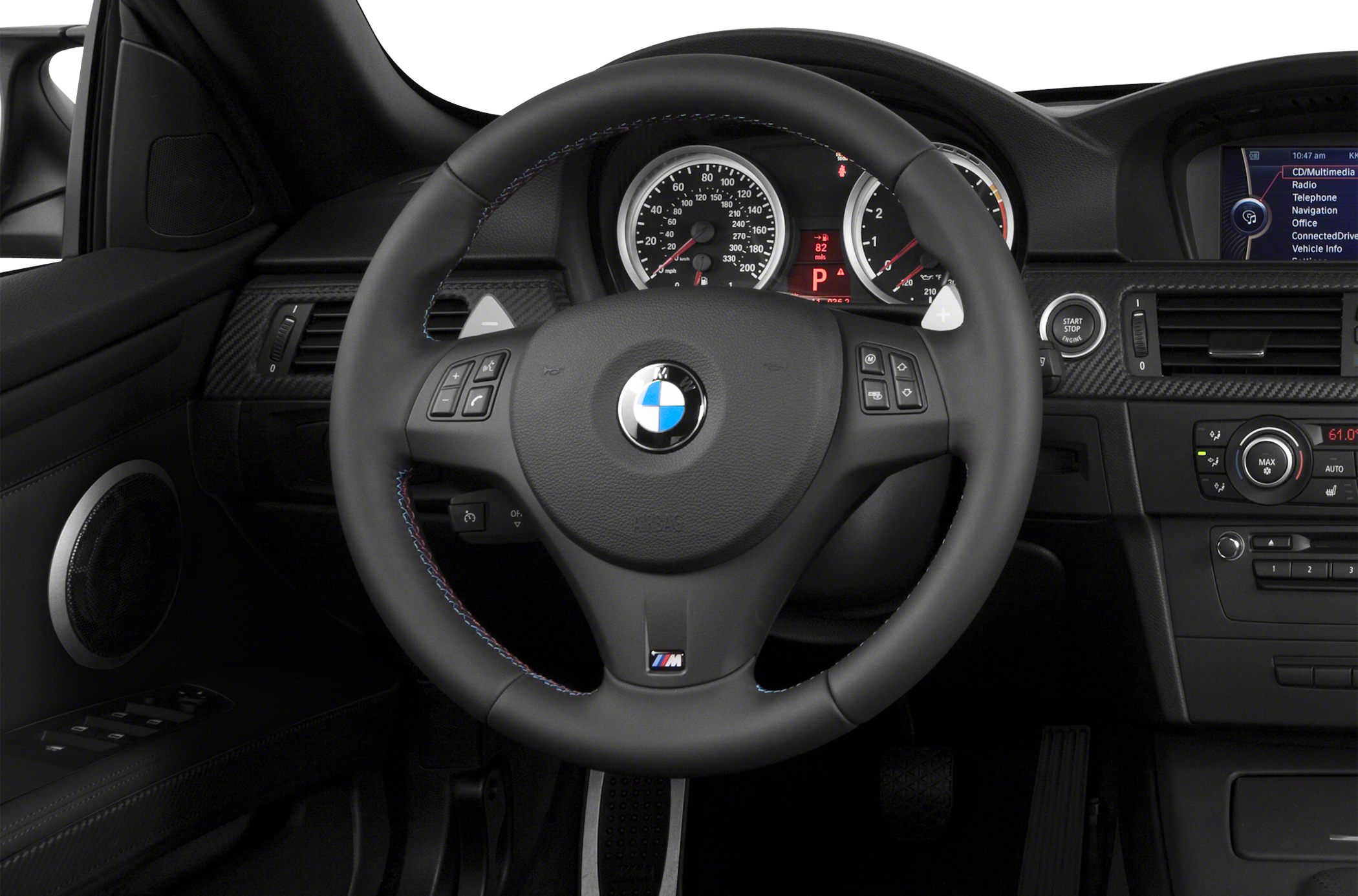 Multifunction steering wheel with dashboard and infotainment display