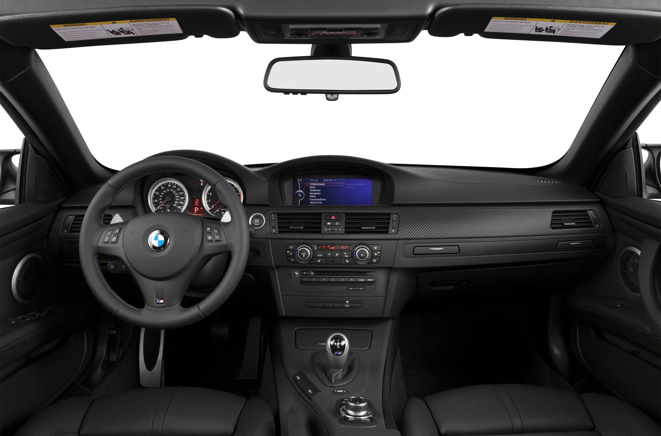 Leather steering wheel, digital display, carbon fiber dashboard trim