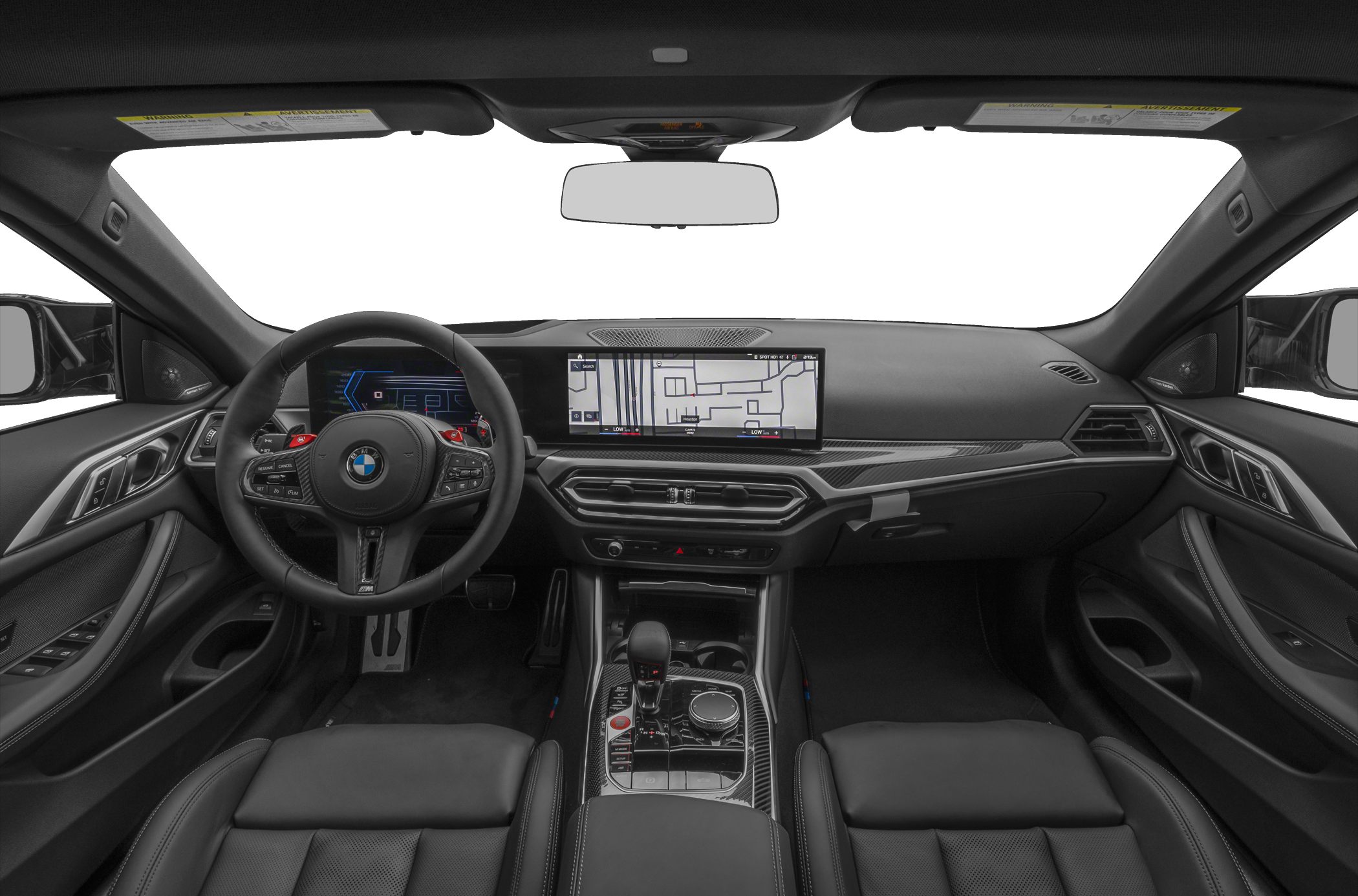 Digital instrument cluster and widescreen navigation display in premium interior