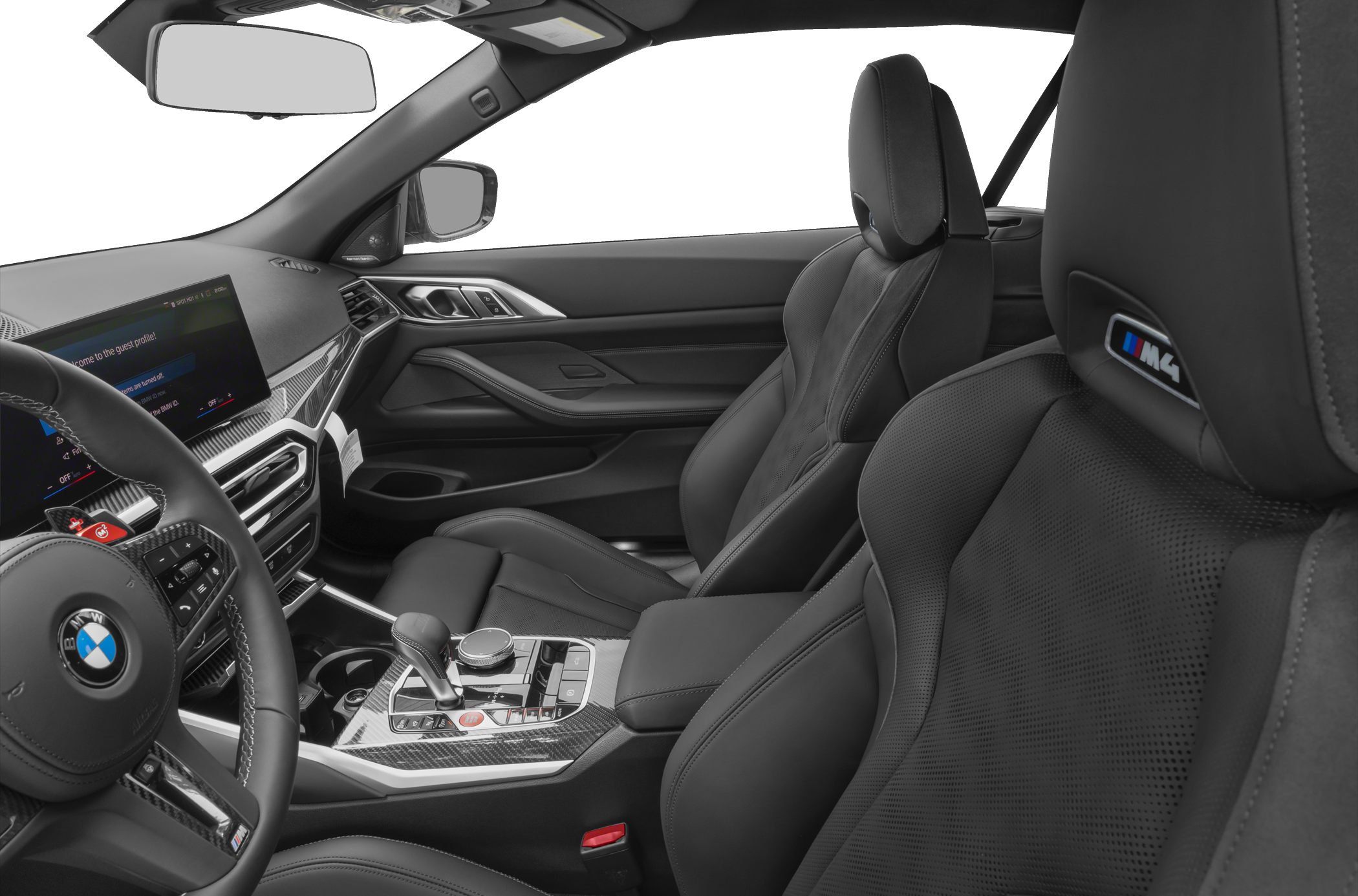 Sport seats and modern cockpit with carbon fiber trim
