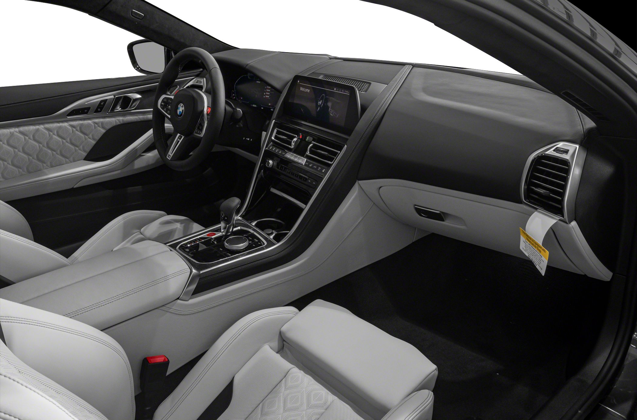 Luxury car interior with digital dashboard and modern center console