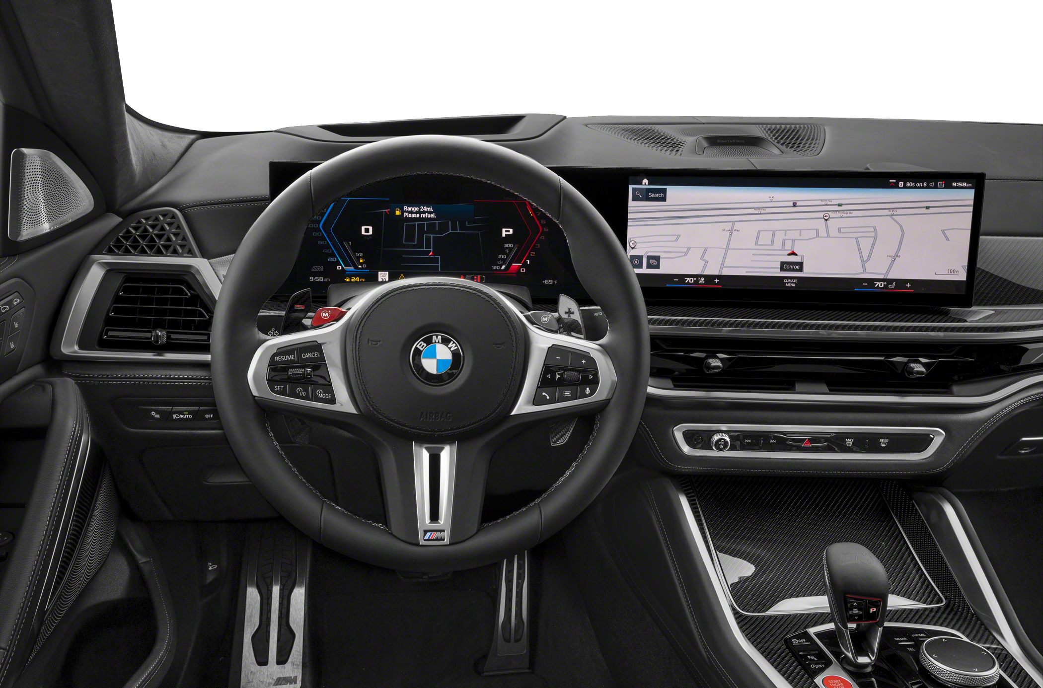 Digital cockpit with navigation screen and M sport steering wheel