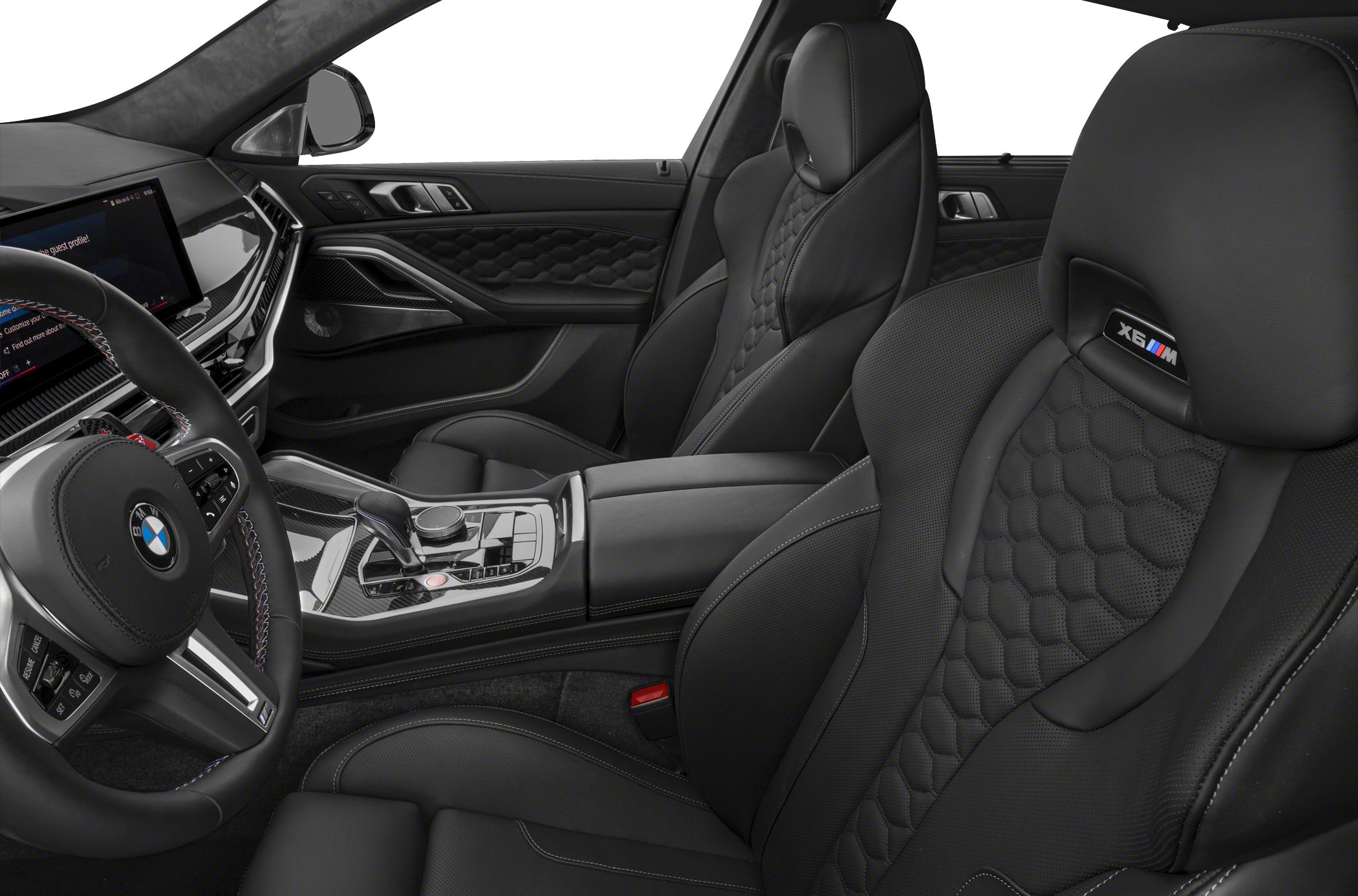 Sport leather seats with hexagonal pattern and advanced center console.