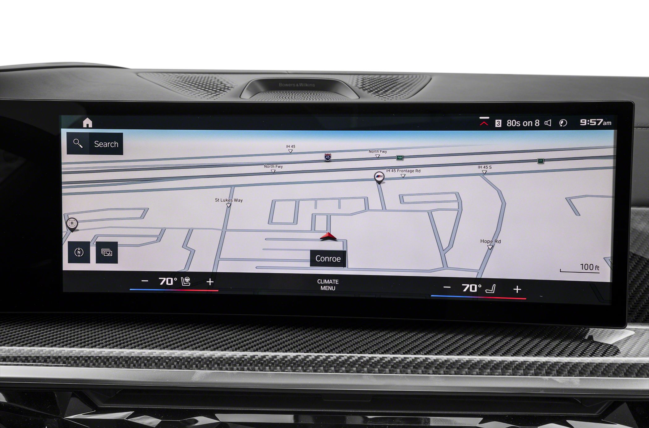 Wide digital navigation and climate control display screen