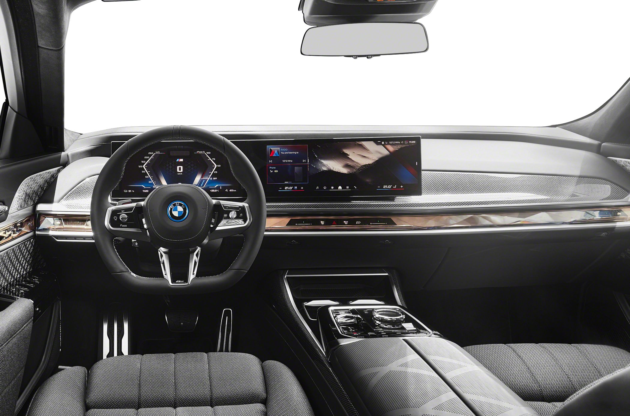 Luxury interior with digital instrument cluster and wide infotainment screen