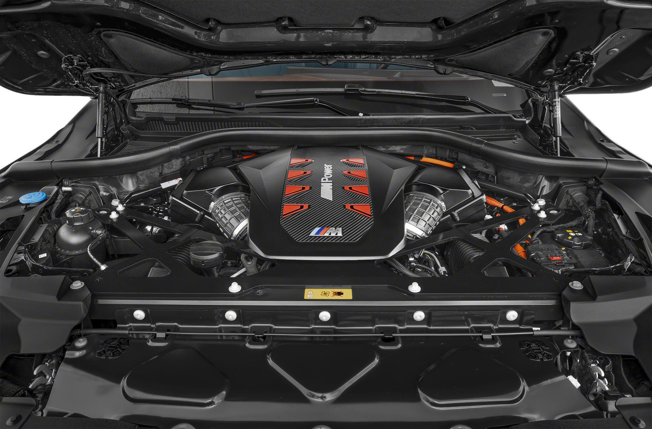 BMW M Power engine bay with carbon fiber cover and structural brace