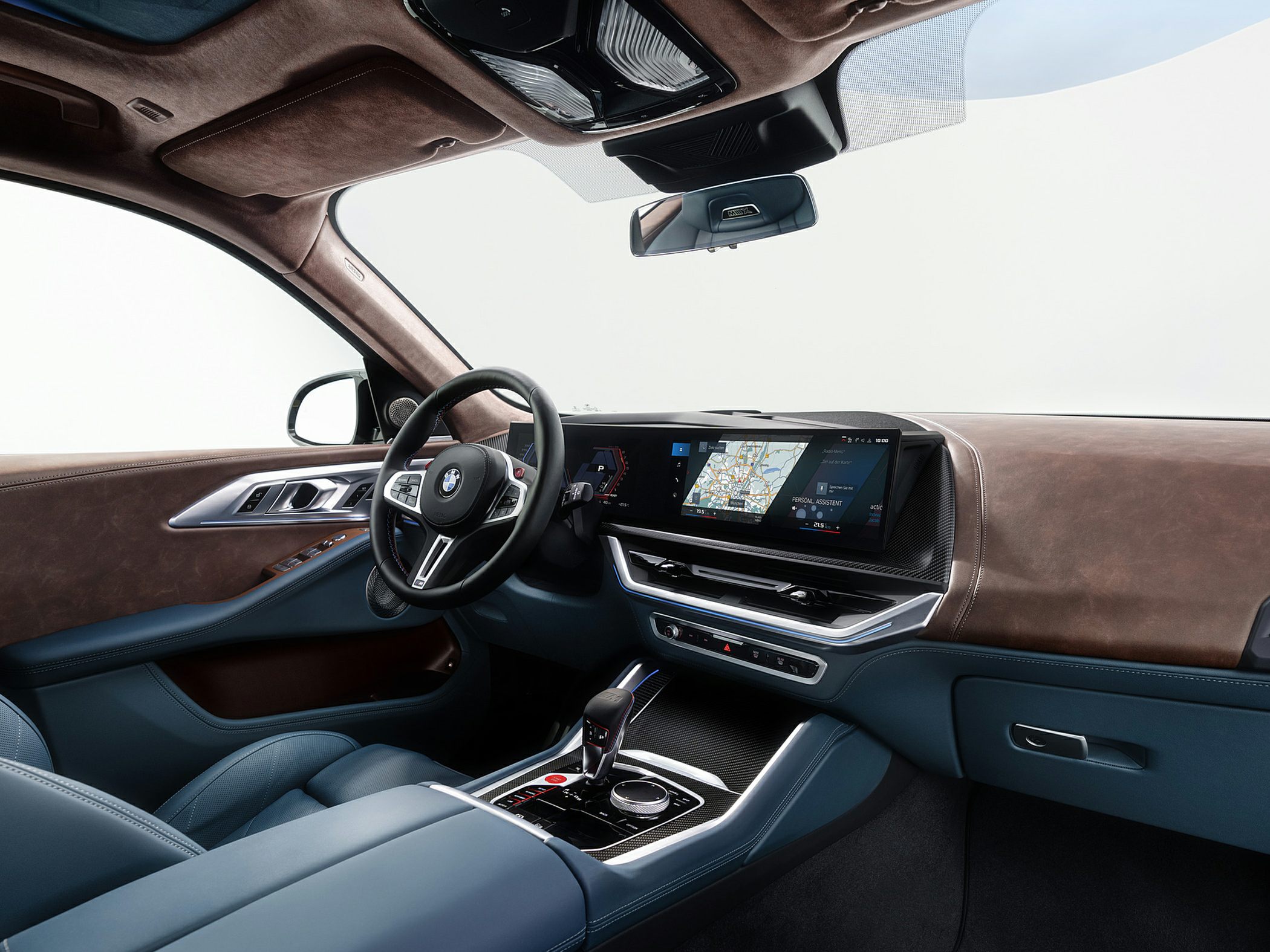 Digital instrument cluster and touchscreen infotainment with premium leather upholstery