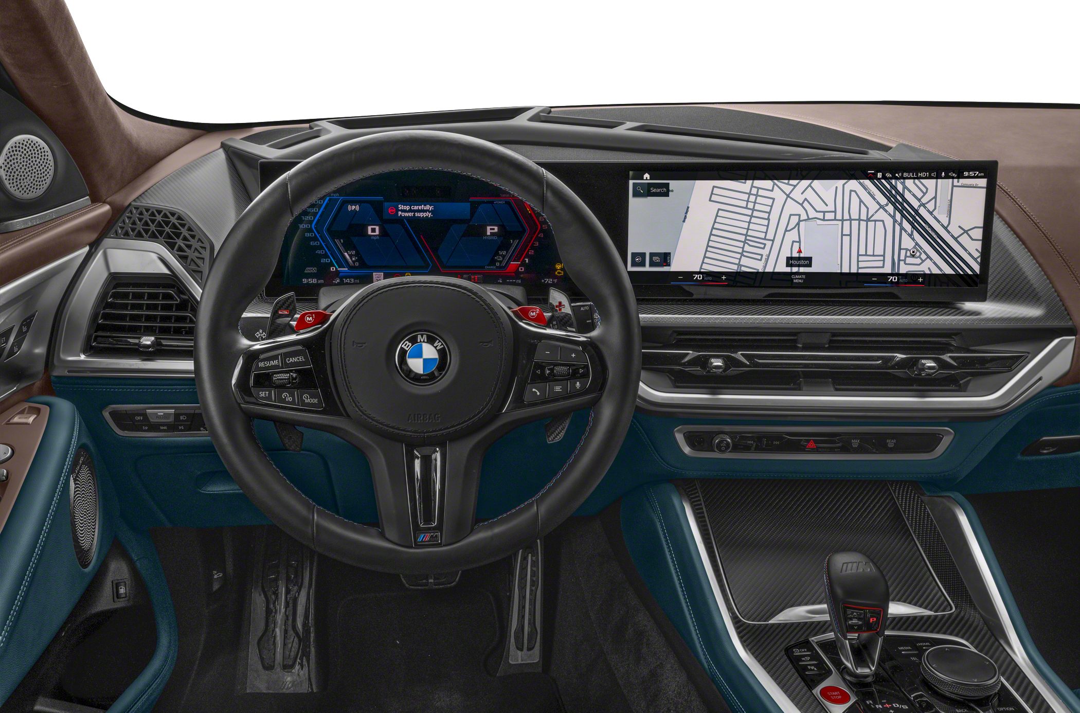 Digital dashboard and touchscreen display with M steering wheel and carbon fiber trim
