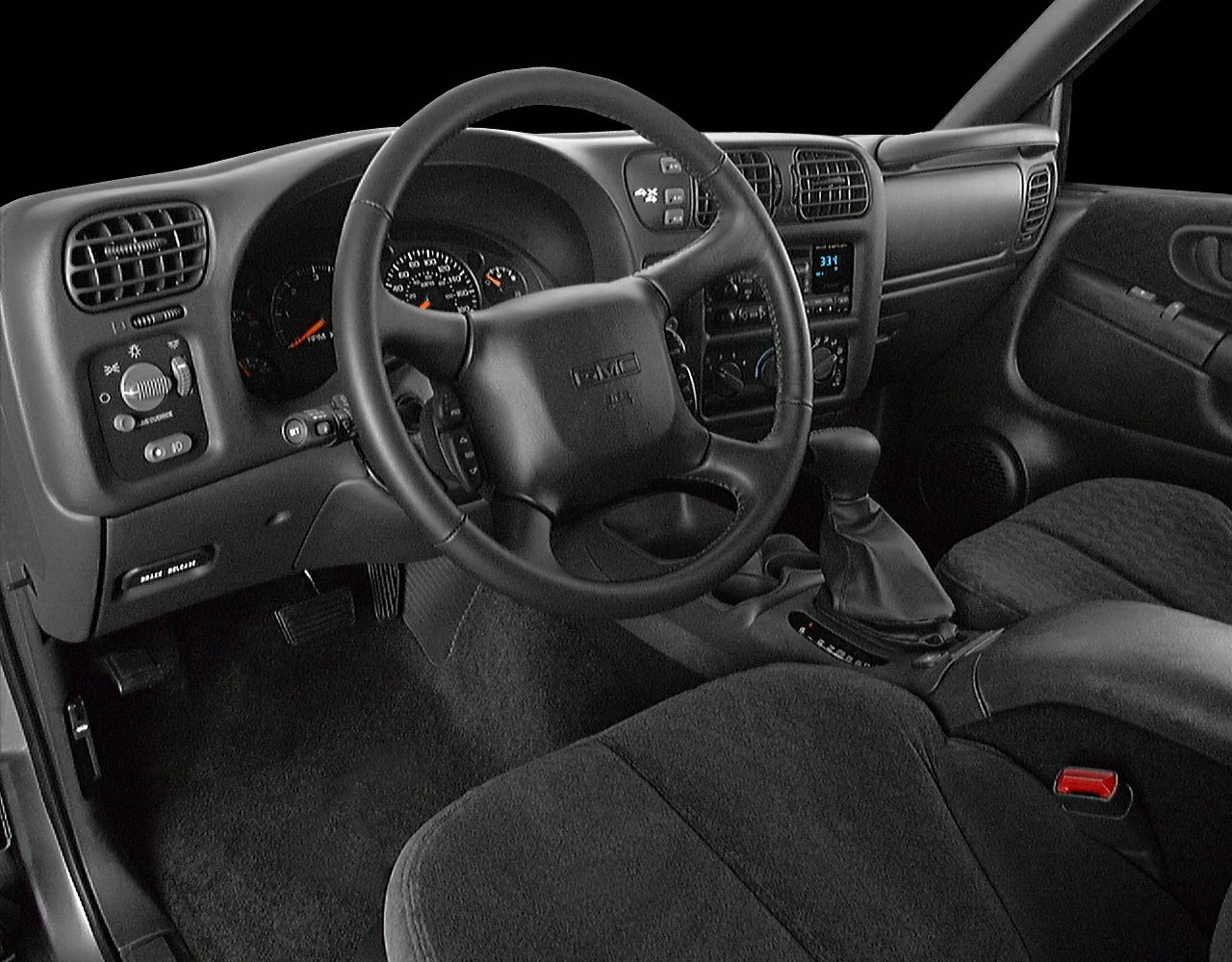 Dashboard with steering wheel and gear shift controls