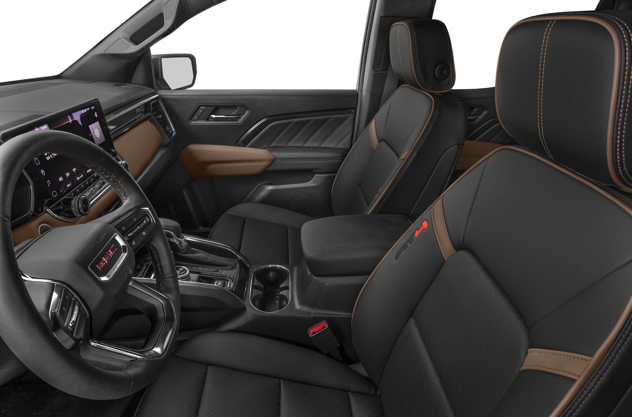 Black and brown leather seats and ergonomic interior