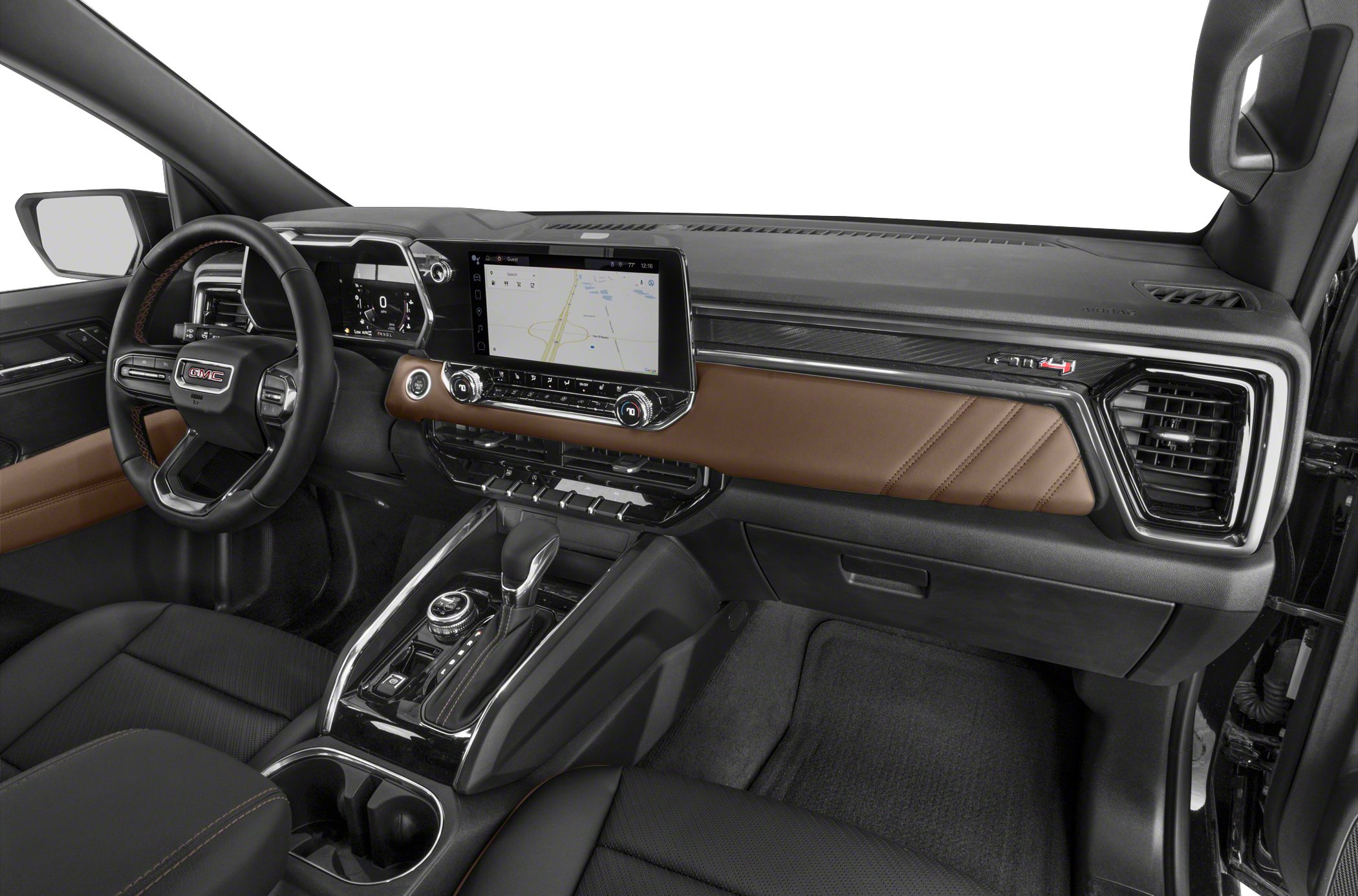 Modern vehicle interior with touchscreen and digital dashboard