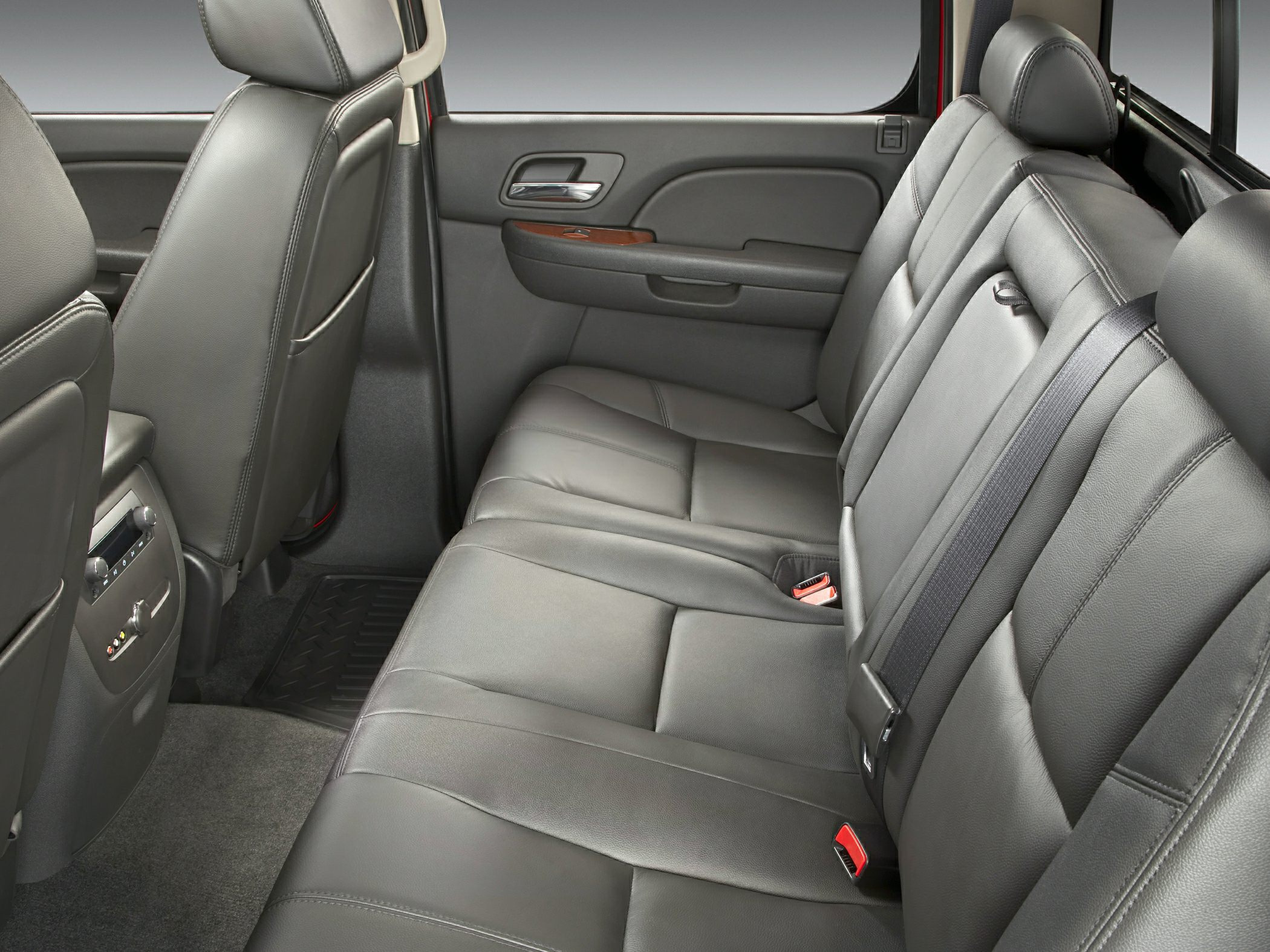 Leather rear seats with extended cab interior and passenger controls