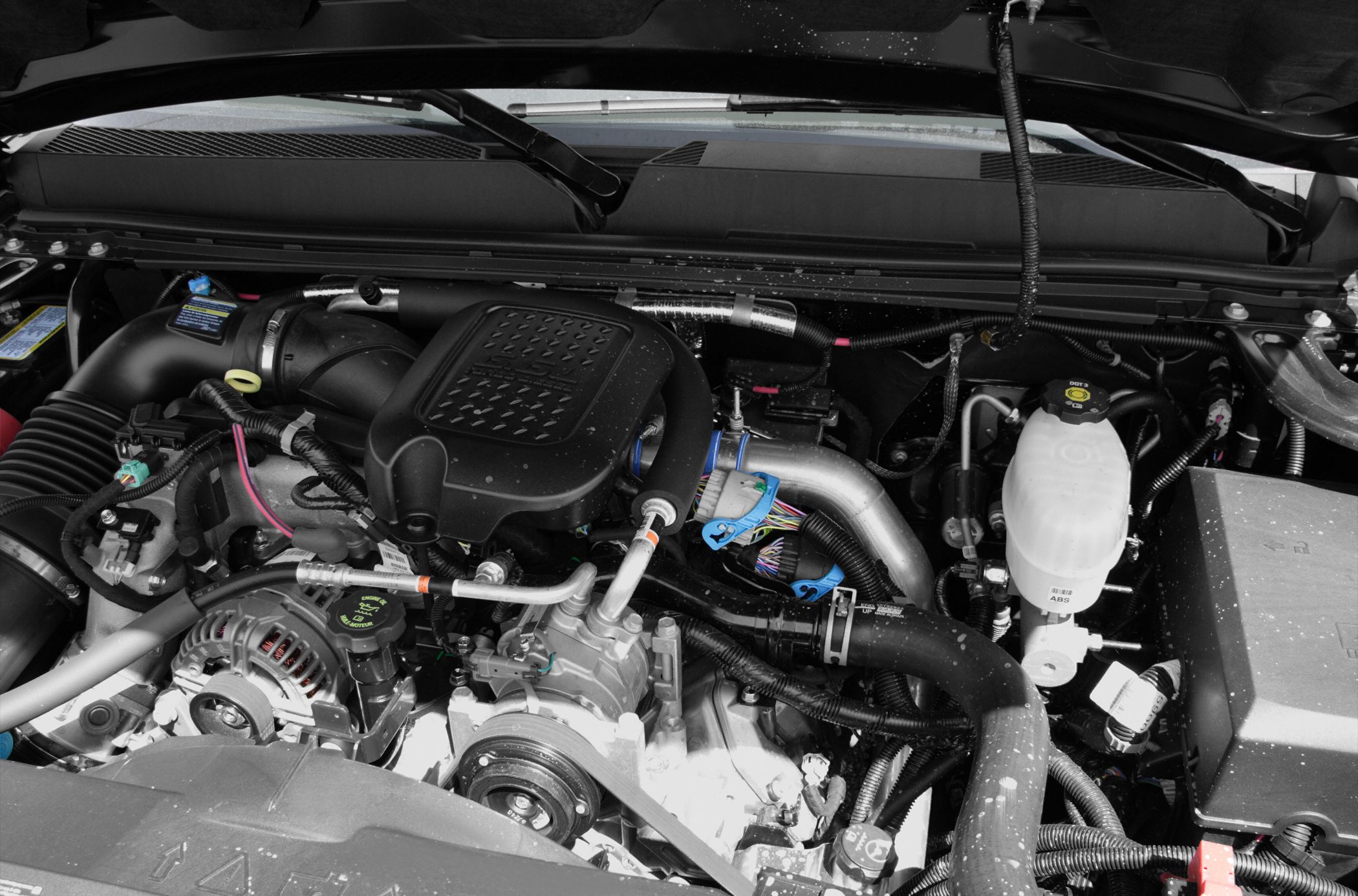 Detailed engine bay with component layout and pipes