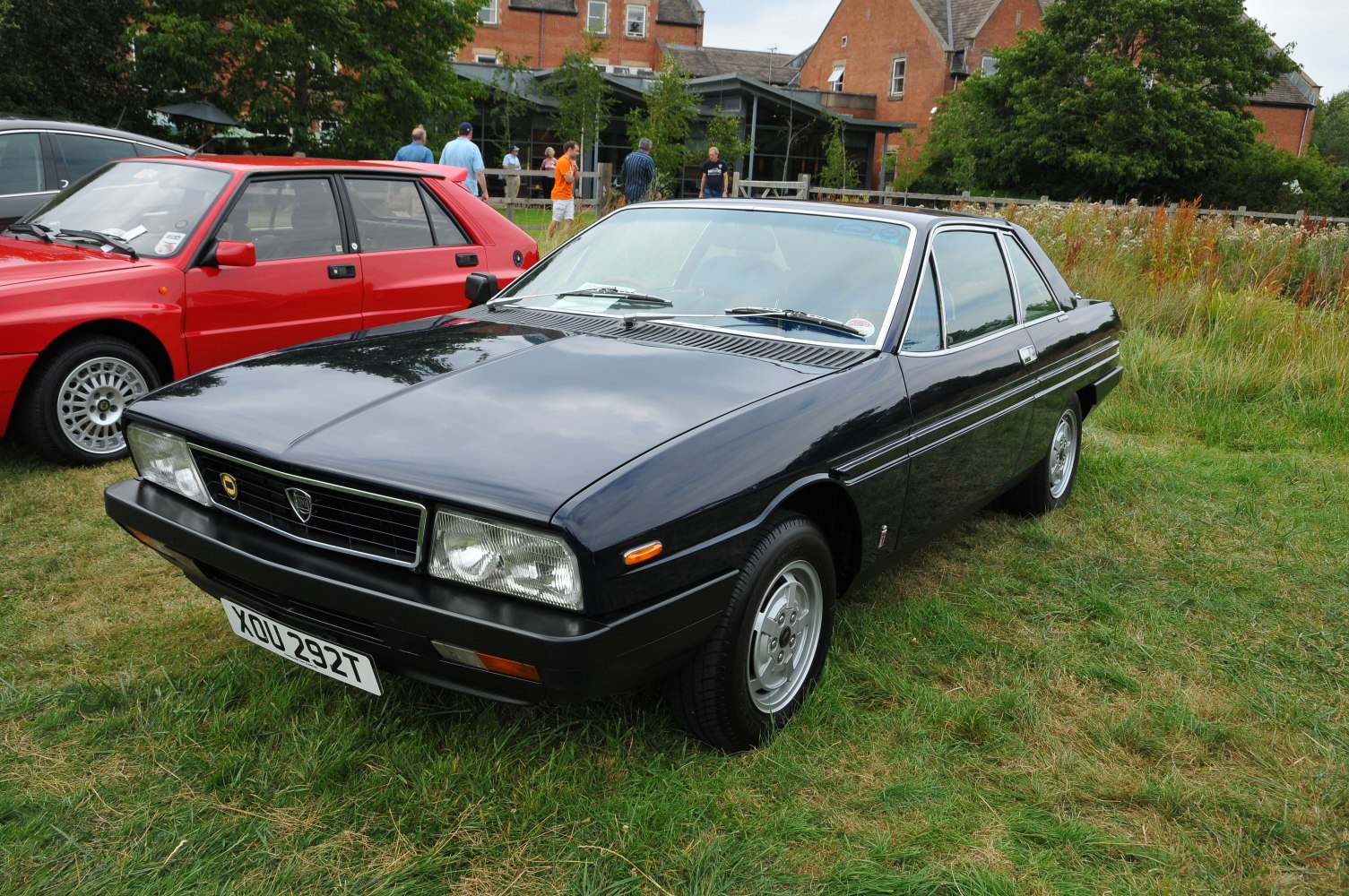 Classic coupe with prominent front grille and rectangular headlights