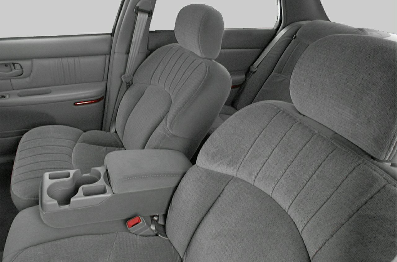 Gray fabric front seats with center armrest and cup holders