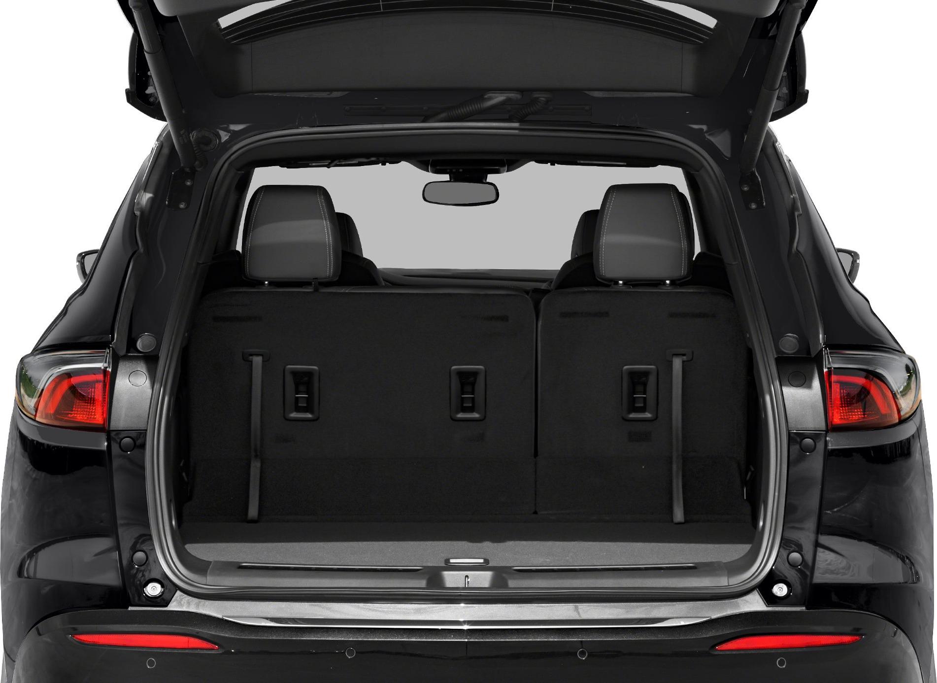 Open SUV trunk with foldable rear seats and headrests